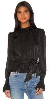 Tularosa Rein Top in Black Belted Long Sleeve Size Small