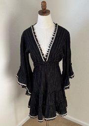 MISA by ANTHROPOLOGIE Kacia Dress Womens Medium Black Gold‎ Retails $343.00 EUC