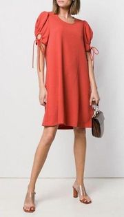 See By Chloé Peppery Red Keyhole Sleeve Dress Size US 4 French 36