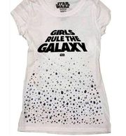 Junior Womens Star Wars Girls Rule Shirt The Galaxy - Sz M 7/9