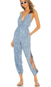 Indah REVOLVE Fa Triangle Top Jumpsuit in Indigo Batik Size M