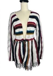 Boston Proper boho rainbow fringe cardigan size medium