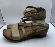 Miz Mooz Shay' Wedge Sandal size 38 US 7.5 summer ankle strappy slingback