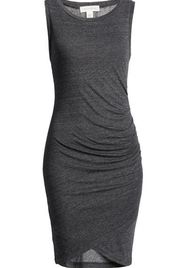 LEITH- Sleeveless Body-Con Slightly Ruched Midi Dress, Grey, Small