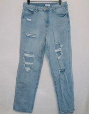 BP. Light wash denim high rise distressed straight leg mom jeans size 30