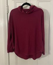 Chaser Magenta Waffle Knit Long Sleeve Hoodie Sz L