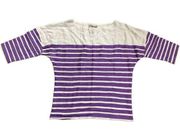 Lemlem purple white striped quarter sleeve merino blend shirt small