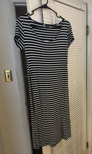 Striped Tshirt Dress with Side Slits
