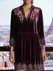 Johnny Was “Flores” Heavily embroidered velvet dress NWT RARE