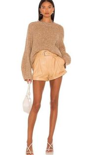 NWT Camila Coelho Azan Leather Shorts in Tan