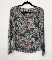 Esprit Long Sleeve Floral Blouse ~ Roll Tab Sleeves ~ Women’s Size M