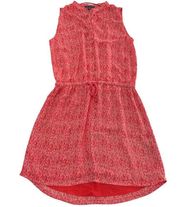 Hilary Radley Dress Women 2 Red Printed Sleeveless Drawstring Waist Mini Blouson