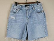 House of Harlow 1960 Womens Distressed Denim Short Size 26 Mid-Rise Light Blue