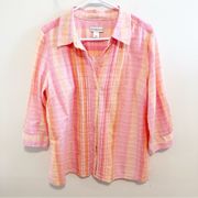 Vintage Casual Living Garden Coastal Grandma Plaid Pleated Button Down Shirt