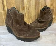 Fly London Yama Wedge Ankle Boot Brown Suede 40