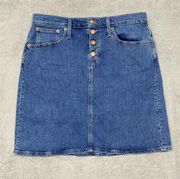 J Crew Skirt Womens 30 Jean Button Fly Blue Denim Short Knee Length Boho