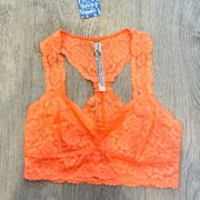 NWT Free People Galloon Lace Racerback Bralette Neon Orange Size XS OB590924