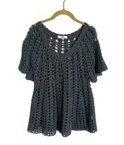 Ya Los Angeles Crochet Flounce Sweater Top Small