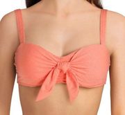 NEW NWT ALEX MARIE Textured Paisley Tie Front Bandeau Coral Swimsuit TOP Small