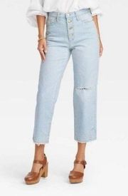 Universal Thread Vintage Straight Stretch Button Fly Jeans Size 14 Ankle Length
