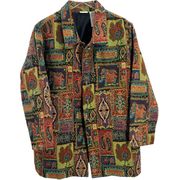 Vintage Colorful Tapestry Beaded Jacket Blazer Shacket  Size 18W-20W