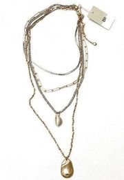 gold and silver layered necklace