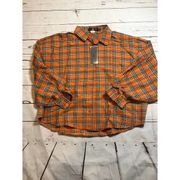 NWT Small Daisy Street oversized shirt in Orange Check