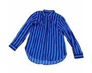 Anthropologie  Tunic Shirt Size Small Button Up Blue Stripe Long Sleeve.