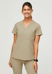 FIG Clothing Catarina Scrub Top in Sandstone XS