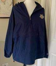 Cutest Navy Blue Oversized Marquette University Half Zip Windbreaker Jacket