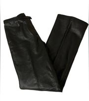 Vintage 100% Leather Black Straight Leg Pants Size 6P