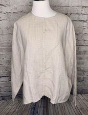 Eileen‎ Fisher Check Irish Linen Button Front Small