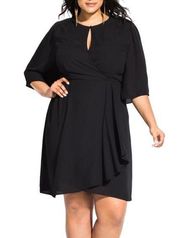 City Chic Jolie Faux Wrap Black Keyhole Front Dress Size 20 NWOT