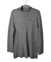 J. Jill Pullover Sweater Women's L Gray Wool Blend Solid Long Sleeve Mock Neck