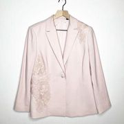 Etcetera Floral Lace One Button Blazer Jacket Light Pink Size 10