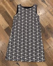 Womens Black White Embroidered Shift Dress Size 0