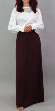 Spandex A-line maxi skirt- MAHOGANY