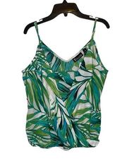 New York & Co Womens 7th Avenue Spaghetti Strap Top Size Small Green Blue Floral