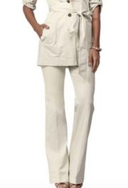 Cabi Sandy Cream Trouser Khaki Cotton Pant Flare Wide Leg Trouser Size 10 Long