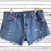 Levi's 501 Distressed Blue High Rise Jean Shorts Women's SZ 36