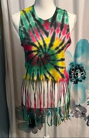 Fringe tie-dye tank