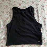 Hollister  black ribbed basic cropped high neck tank top size large