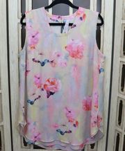 Melissa McCarthy Seven7 Floral Watercolor Blouse Top Size L