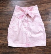 Ulla Johnson • Drew Waist Tie Denim Skirt pink stretch mini