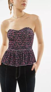 UO Alba Velvet Strapless Peplum Top