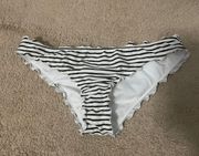 Hollister Black and White Striped Ruffle Bikini Bottoms