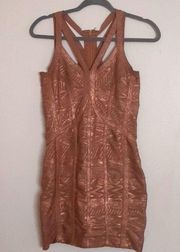 Akira Black Label Chicago Rose Gold Bandage Bodycon Cocktail Dress Size L