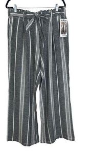 Rewash Brand Striped Linen Blend Paper Bag Wide Leg Pants Size L New