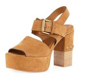 SEE BY CHLOE Stud-Heel Suede Platform Sandal Size: 37.5