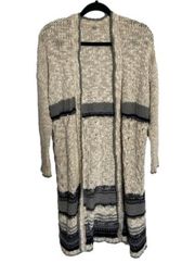 ECOTE Knit Striped Longline Long Sleeve Open Front Cardigan